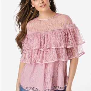 NWT Plus Size Tiered Lace Shirt 22W